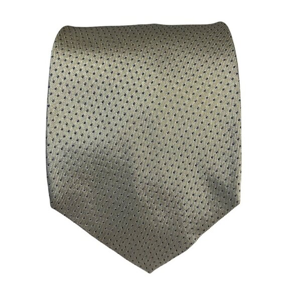 Banana Republic Mens Silk Tie Beige Black Polka Dot Design Made In Italy 3.75" w - Picture 2 of 7